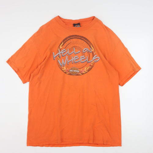 Harley-Davidson Men’s Orange XL Vintage Biker Graphic T-Shirt