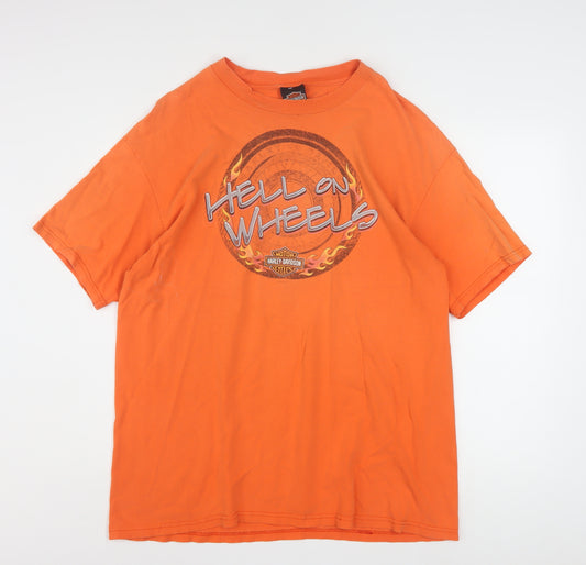Harley-Davidson Men’s Orange XL Vintage Biker Graphic T-Shirt