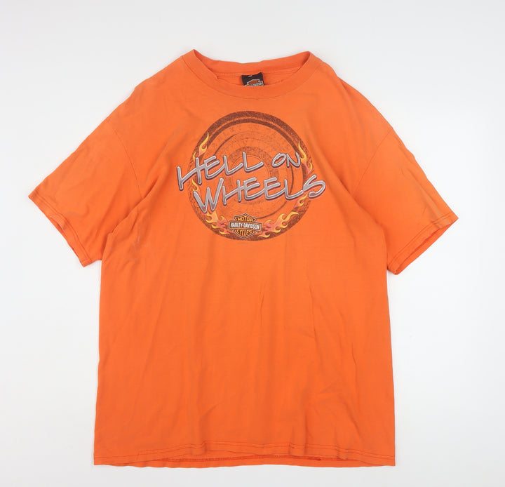 Harley-Davidson Men’s Orange XL Vintage Biker Graphic T-Shirt