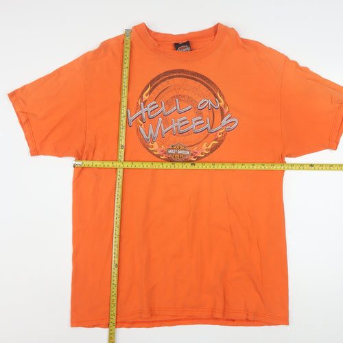 Harley-Davidson Men’s Orange XL Vintage Biker Graphic T-Shirt