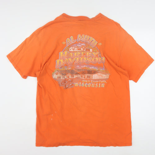 Harley-Davidson Men’s Orange XL Vintage Biker Graphic T-Shirt