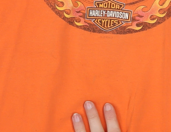 Harley-Davidson Men’s Orange XL Vintage Biker Graphic T-Shirt