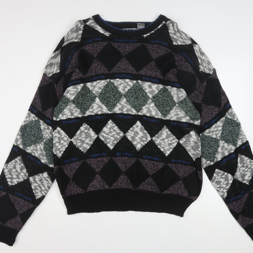 Method Men's Multicoloured Argyle Knit Pullover Jumper L