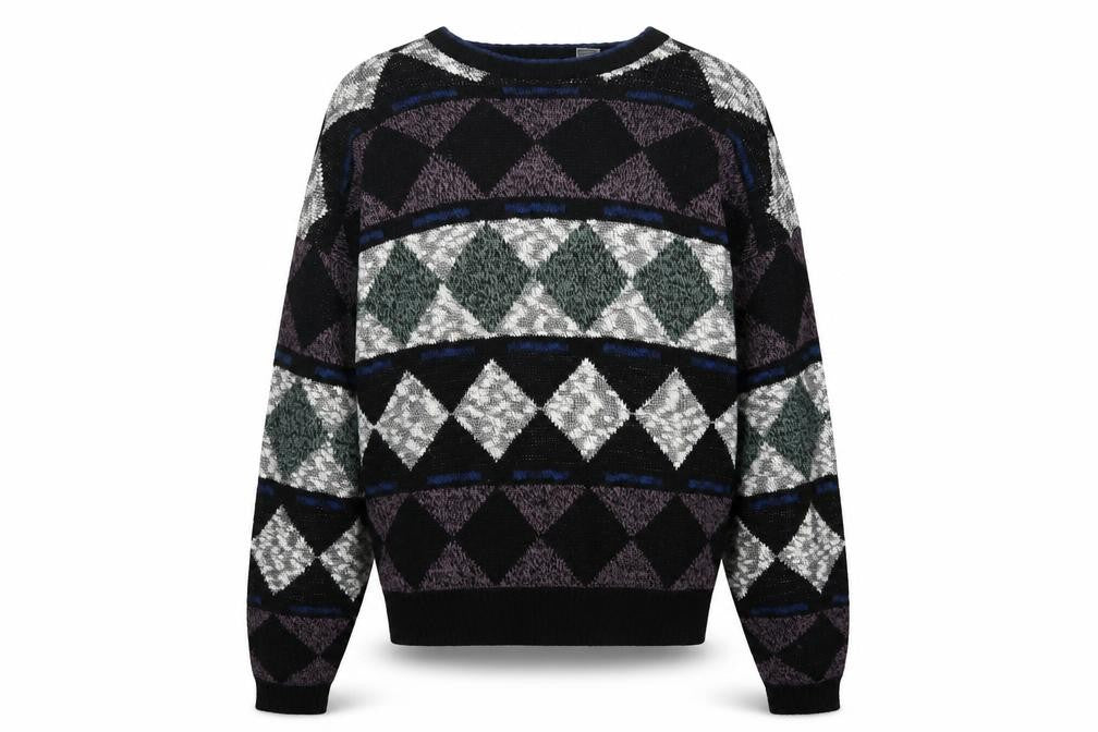 Front view of Method Men's Multicoloured Argyle Knit jumper L