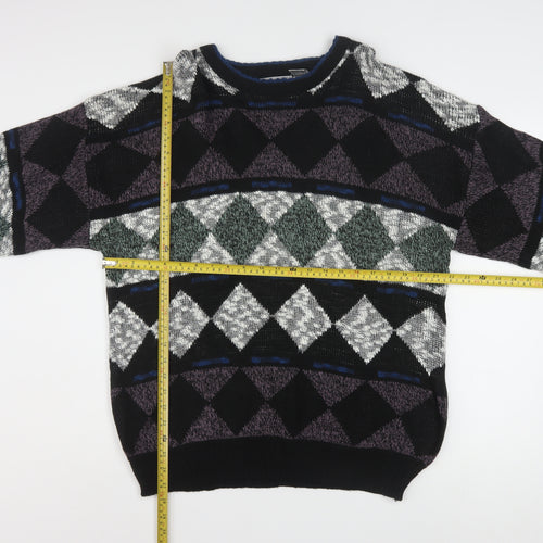Method Men's Multicoloured Argyle Knit Pullover Jumper L