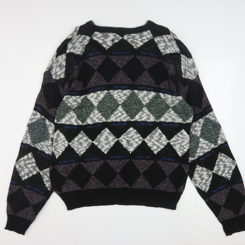 Method Men's Multicoloured Argyle Knit Pullover Jumper L