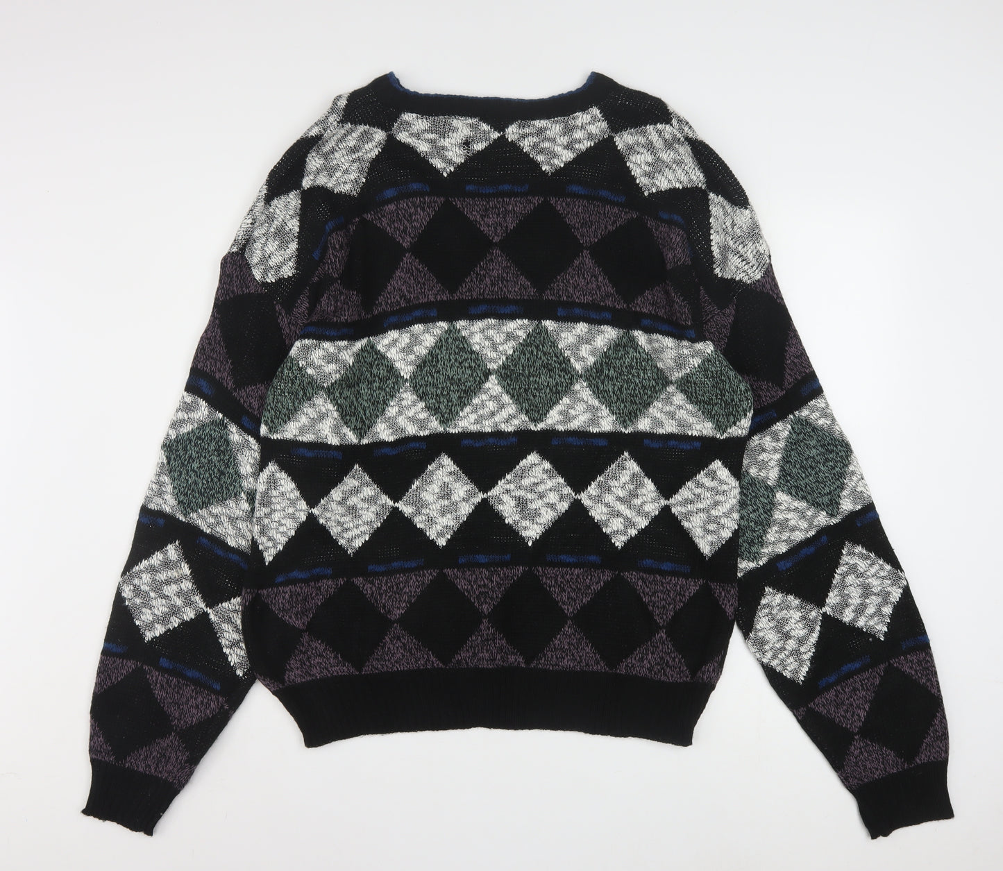 Method Men's Multicoloured Argyle Knit Pullover Jumper L