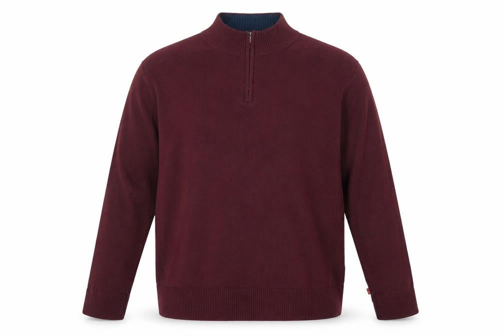 Front view of Levi's Men's Red 2XL Half Zip High Neck Cotton Jumper