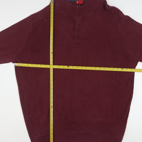 Levi's Men's Red 2XL Half Zip High Neck Cotton Jumper