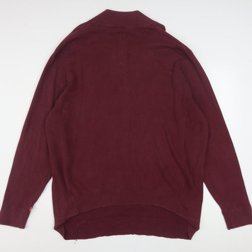 Levi's Men's Red 2XL Half Zip High Neck Cotton Jumper