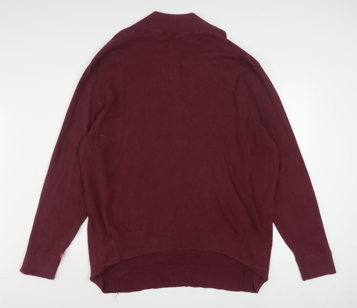 Levi's Men's Red 2XL Half Zip High Neck Cotton Jumper