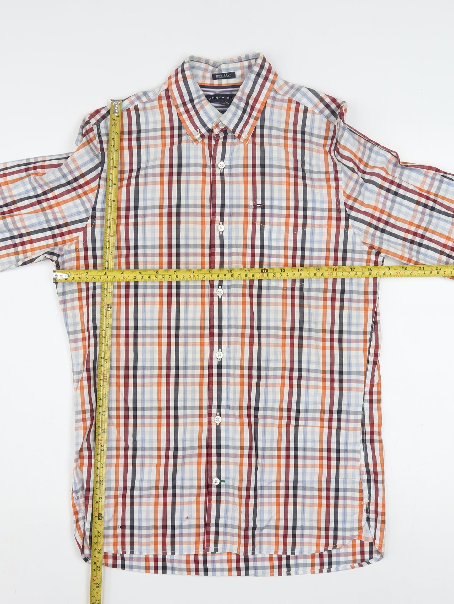 Tommy Hilfiger Men's Multicoloured Check Button-Up Shirt XS Slim Fit