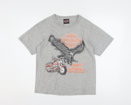 Harley-Davidson Boys Grey Graphic T-Shirt 12-14 Years Motorcycle Logo