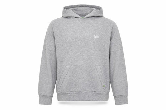 Front view of Hugo Boss Men's Grey Pullover Hoodie Small Regular Fit