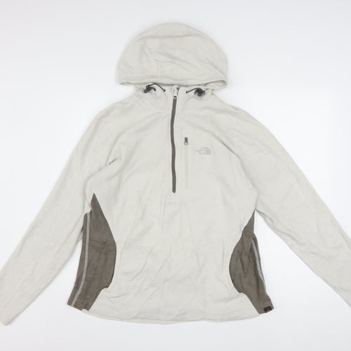 The North Face Womens Beige Fleece 1/2 Zip Hooded Pullover XL