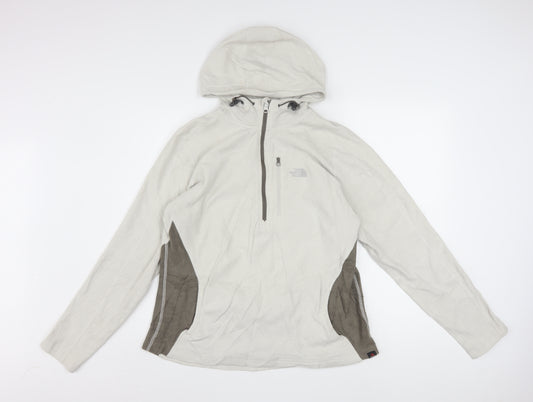 The North Face Womens Beige Fleece 1/2 Zip Hooded Pullover XL