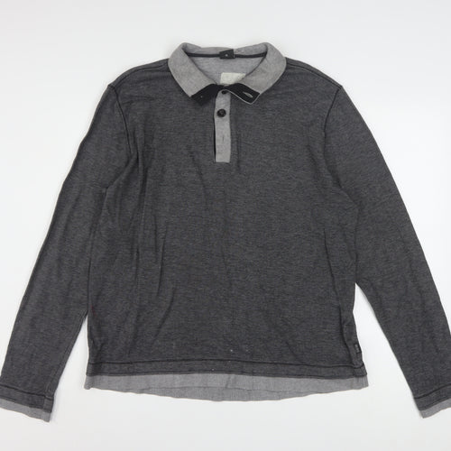 Hugo Boss Men's Grey Cotton Henley Jumper XL Long Sleeve Regular Fit
