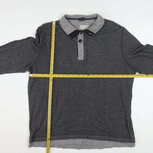 Hugo Boss Men's Grey Cotton Henley Jumper XL Long Sleeve Regular Fit