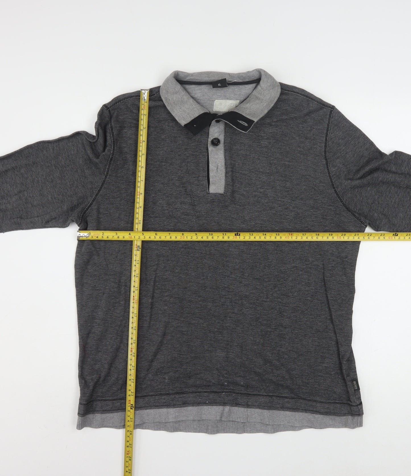 Hugo Boss Men's Grey Cotton Henley Jumper XL Long Sleeve Regular Fit