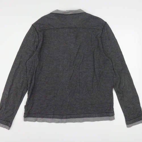 Hugo Boss Men's Grey Cotton Henley Jumper XL Long Sleeve Regular Fit