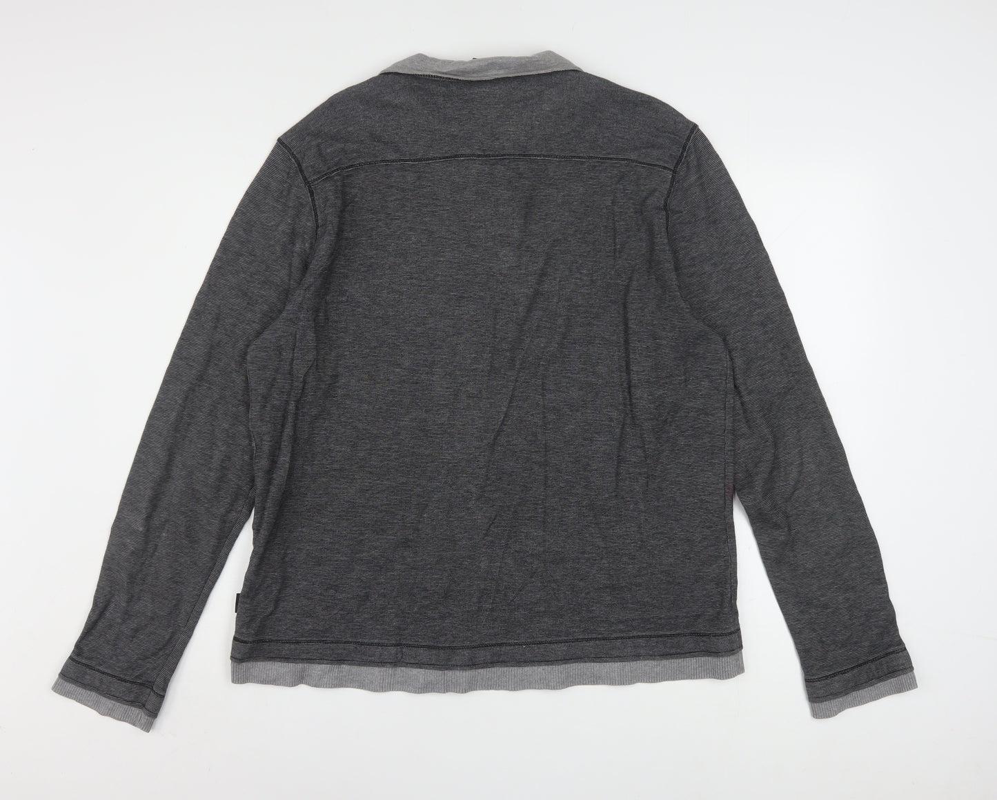 Hugo Boss Men's Grey Cotton Henley Jumper XL Long Sleeve Regular Fit