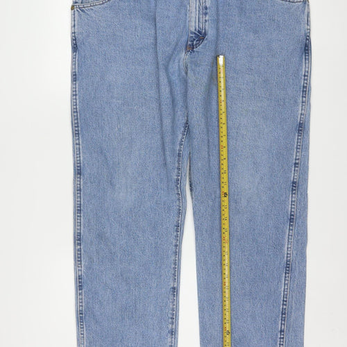 Wrangler Men's Blue 40x30 Regular Fit Straight Denim Jeans