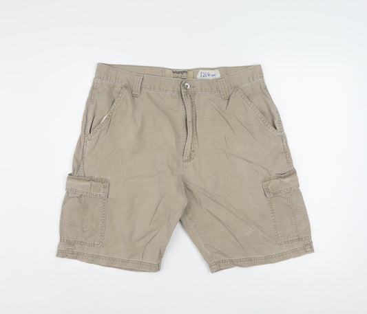 Wrangler Mens Beige Cargo Shorts Size L 36in Cotton Casual
