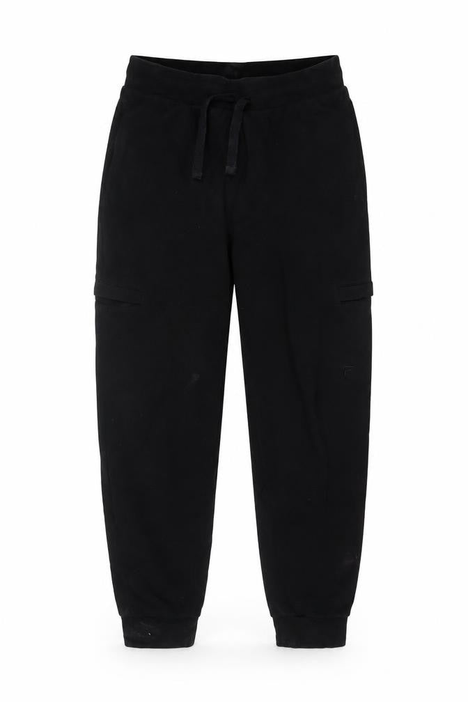 Front view of Fila men’s black jogger trousers, size M, regular fit cotton blend