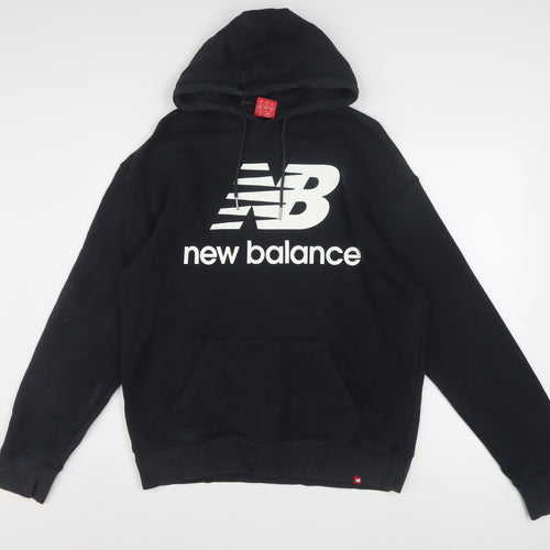 New Balance Men's Black Pullover Hoodie Size S Logo Fleece Sweatshirt