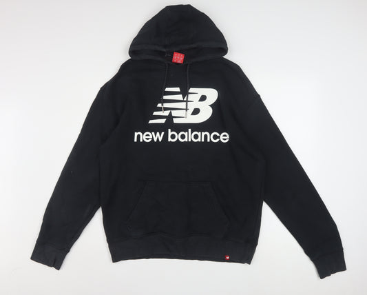 New Balance Men's Black Pullover Hoodie Size S Logo Fleece Sweatshirt
