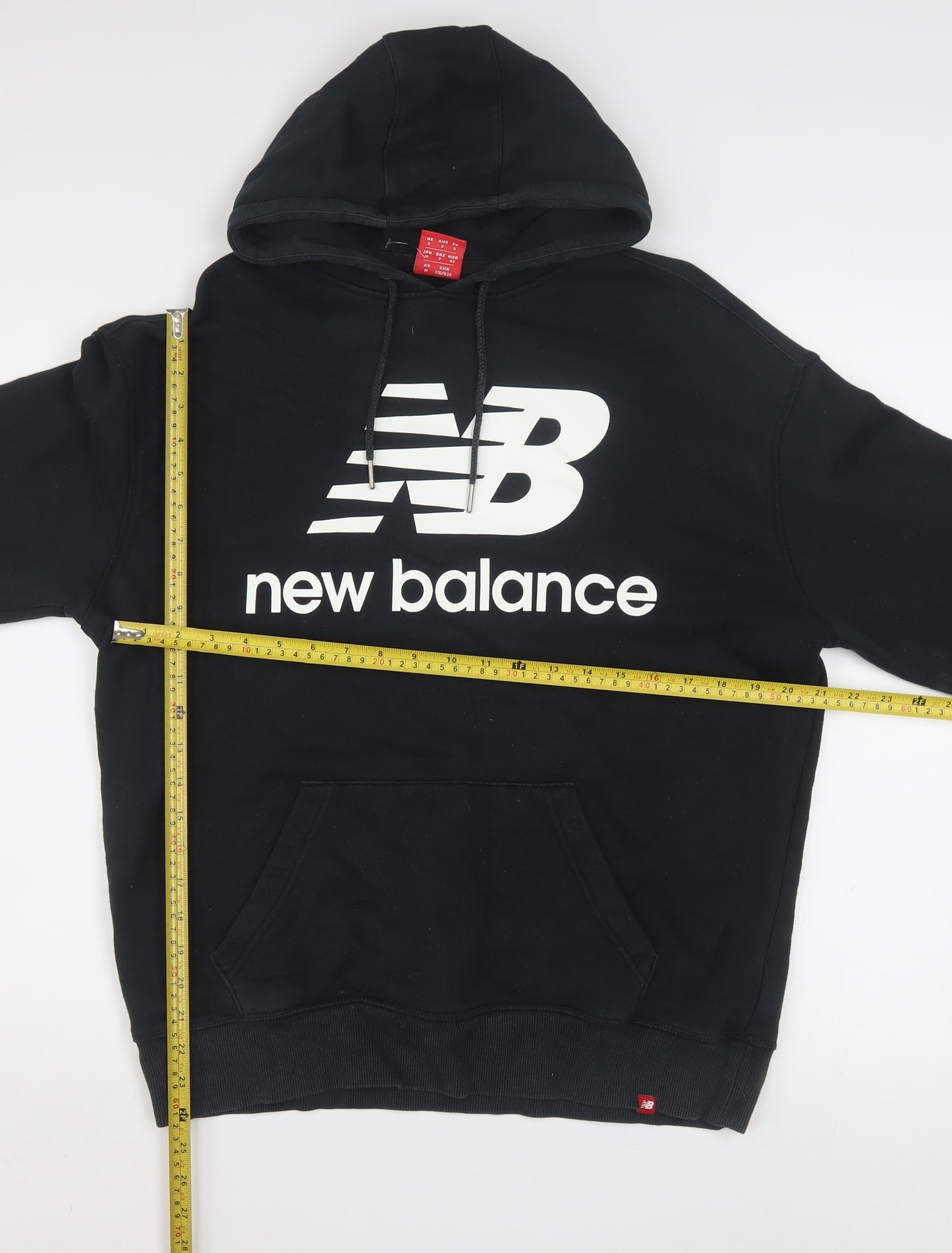 New Balance Men's Black Pullover Hoodie Size S Logo Fleece Sweatshirt
