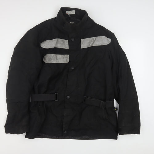 BMW Men's Black Motorcycle Jacket L Reflective Belted Waterproof