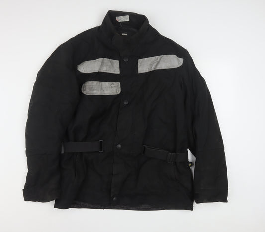 BMW Men's Black Motorcycle Jacket L Reflective Belted Waterproof