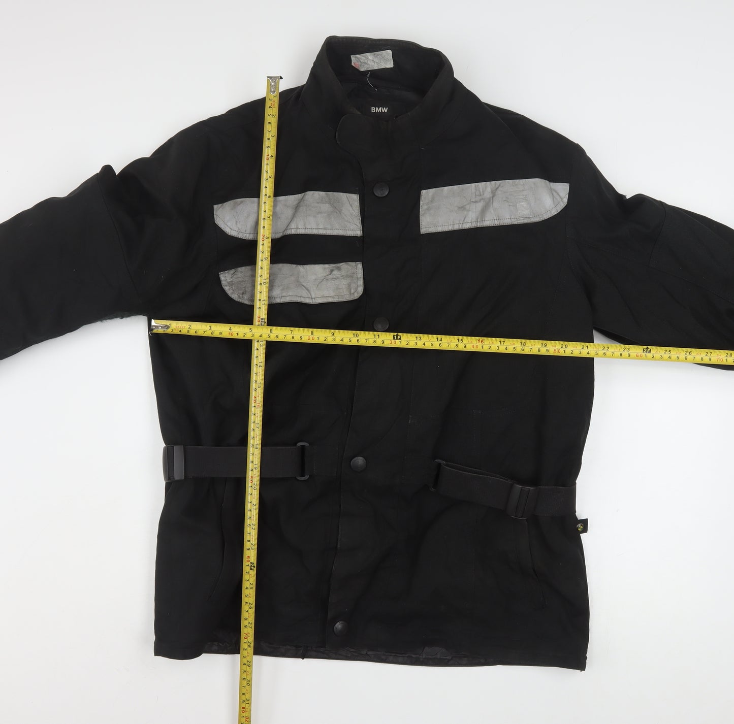 BMW Men's Black Motorcycle Jacket L Reflective Belted Waterproof