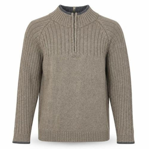 Columbia Men’s Beige Cotton 1/2 Zip High Neck Jumper Size L