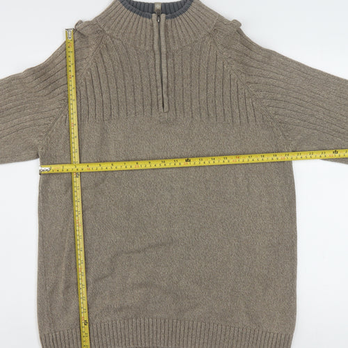 Columbia Men’s Beige Cotton 1/2 Zip High Neck Jumper Size L