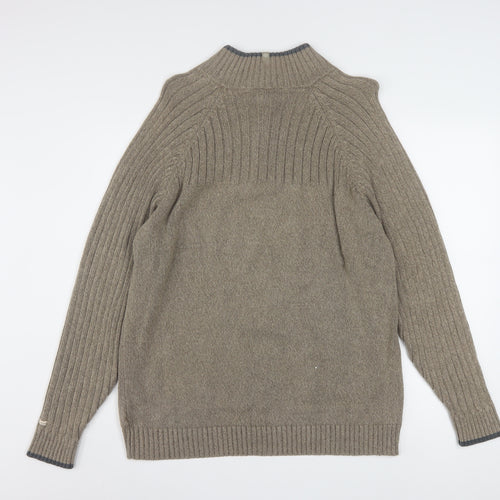 Columbia Men’s Beige Cotton 1/2 Zip High Neck Jumper Size L