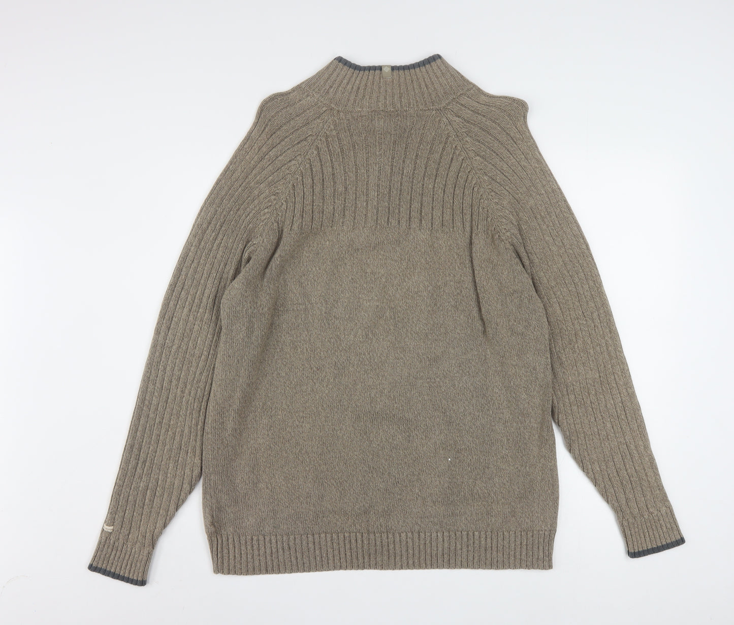 Columbia Men’s Beige Cotton 1/2 Zip High Neck Jumper Size L