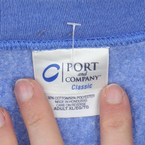 Port and Company Mens Blue XL Pullover Gym Graphic Sweatshirt