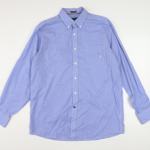 Tommy Hilfiger Men's Blue Check Button-Down Regular Fit Shirt Size L