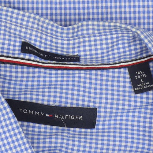 Tommy Hilfiger Men's Blue Check Button-Down Regular Fit Shirt Size L