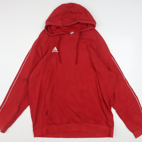 Adidas Mens Red 2XL Pullover Hoodie Regular Fit Sportswear