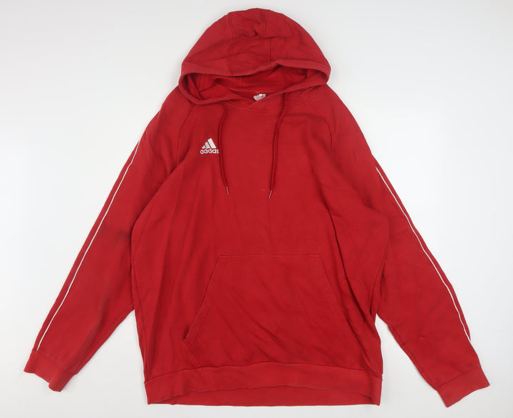 Adidas Mens Red 2XL Pullover Hoodie Regular Fit Sportswear
