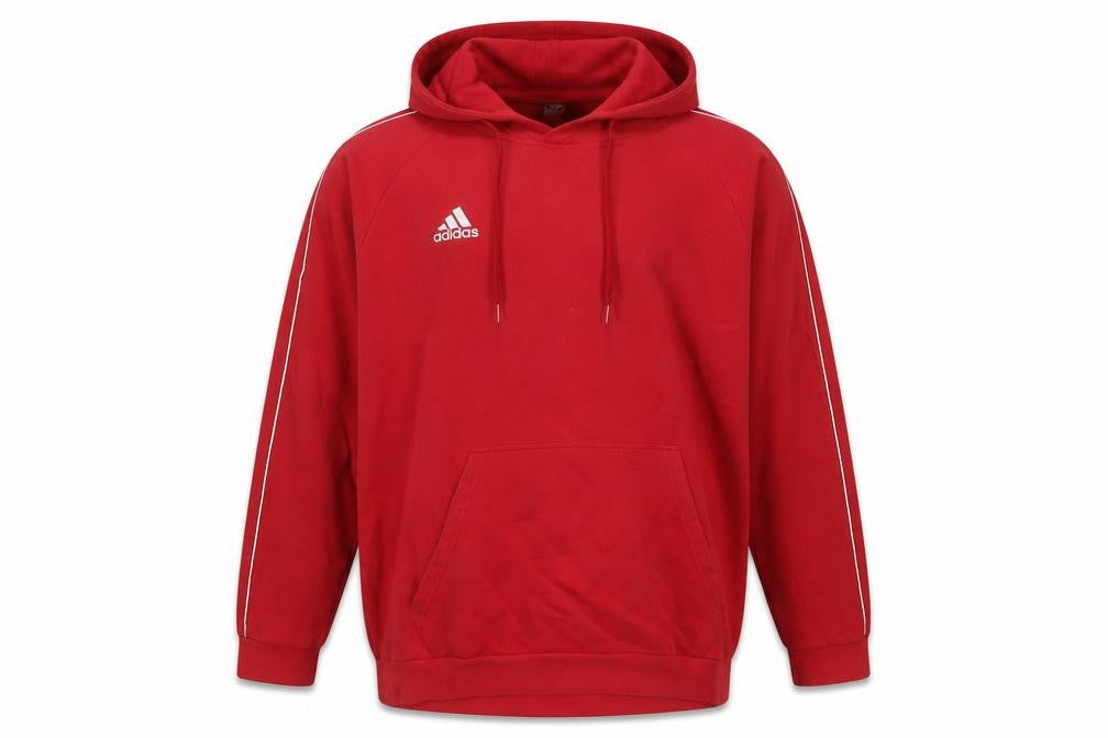 Front view of Adidas men’s red 2xl pullover hoodie regular fit sportswear