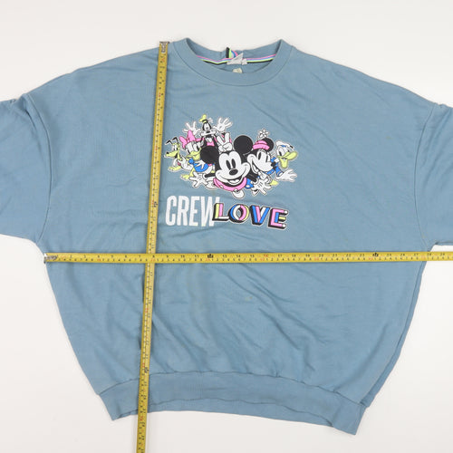 Disney Women Blue Crew Love XL Pullover Sweatshirt Mickey & Friends