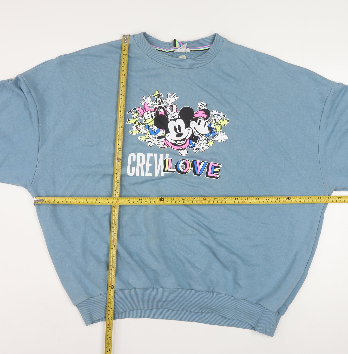 Disney Women Blue Crew Love XL Pullover Sweatshirt Mickey & Friends