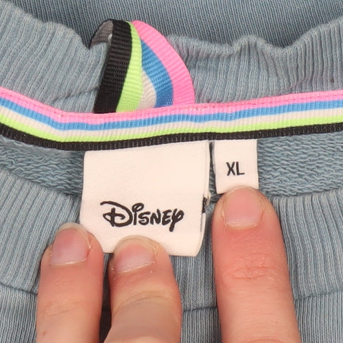 Disney Women Blue Crew Love XL Pullover Sweatshirt Mickey & Friends