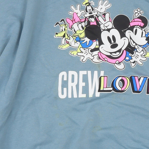 Disney Women Blue Crew Love XL Pullover Sweatshirt Mickey & Friends