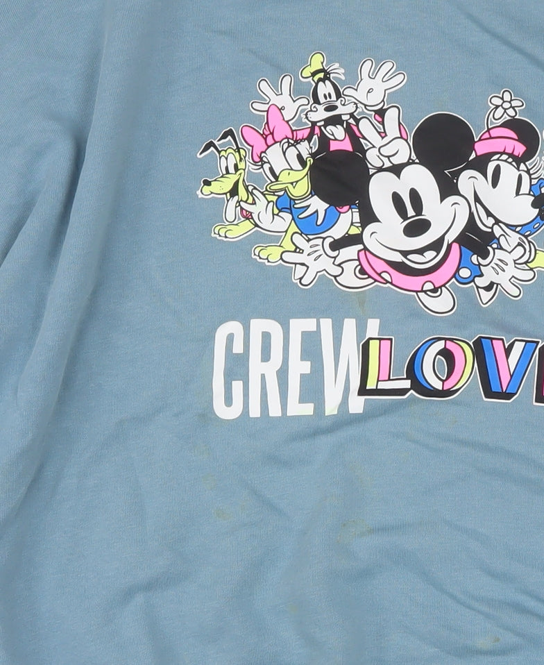 Disney Women Blue Crew Love XL Pullover Sweatshirt Mickey & Friends