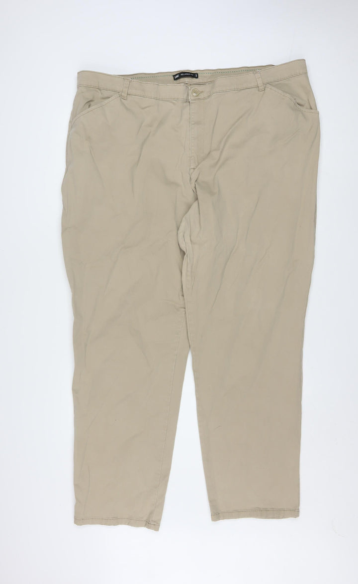 Lee Men's Beige Relaxed Fit Chino Trousers Size 2XL